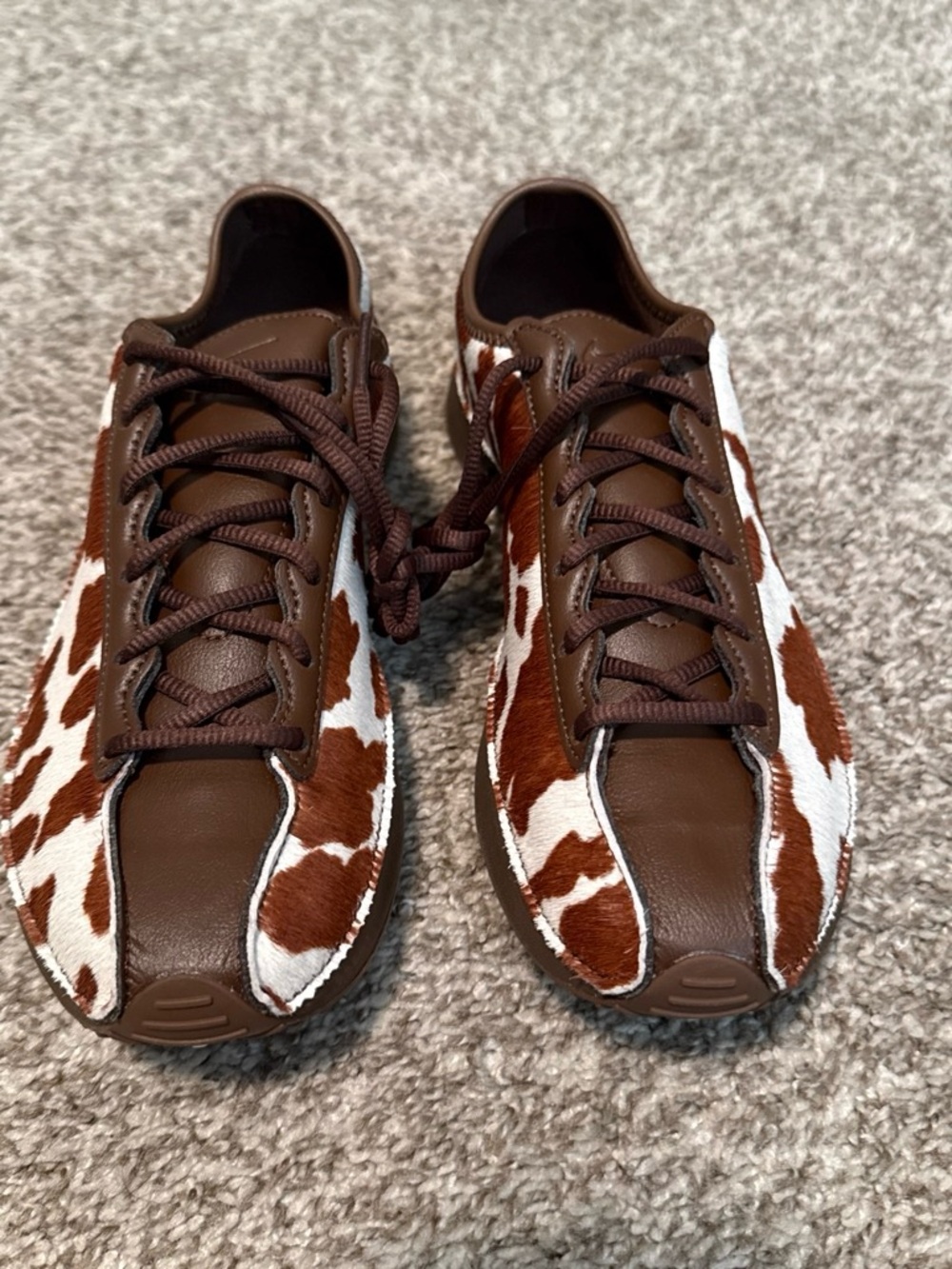 Women’s Brown Cowprint Lace-Up Sneakers